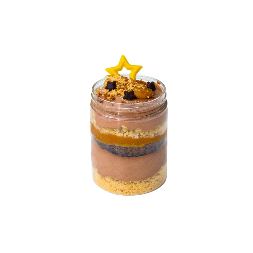 Pure chocolade mousse - gezouten karamel - hazelnoot